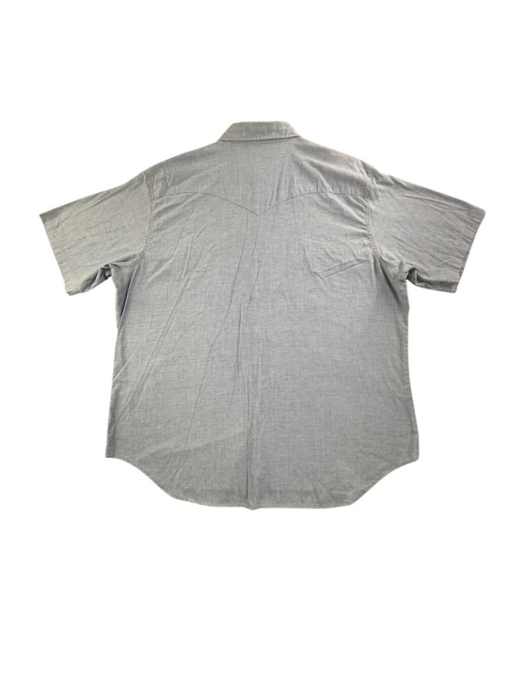 Vintage Walls Shirt Men 2XL Blue Solid Short Sleeve Western Snap Chambray Pocket - Picture 2 of 13